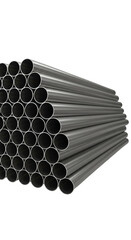 3D Illustration Metal Pipes Stacked in Seamless Pattern on Transparent Background