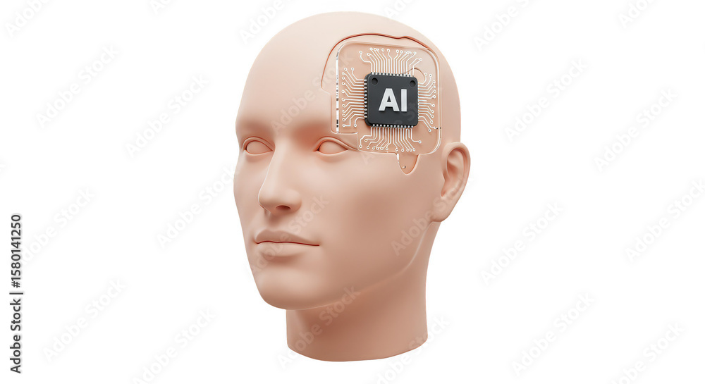Poster 3d render of ai artificial intelligence brain technology innovation