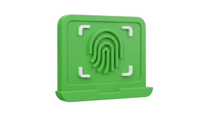 3D Laptop Fingerprint Scan Security Illustration Technology Access