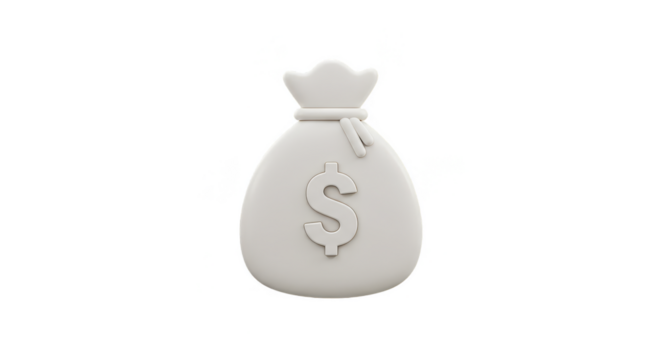 3D Money Bag with Dollar Sign for Financial Success PNG