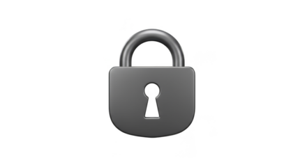 3D Rendered Gray Metallic Padlock Secure Access Privacy Isolated