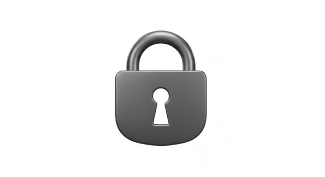 3D Rendered Gray Metallic Padlock Secure Access Privacy Isolated - Powered by Adobe