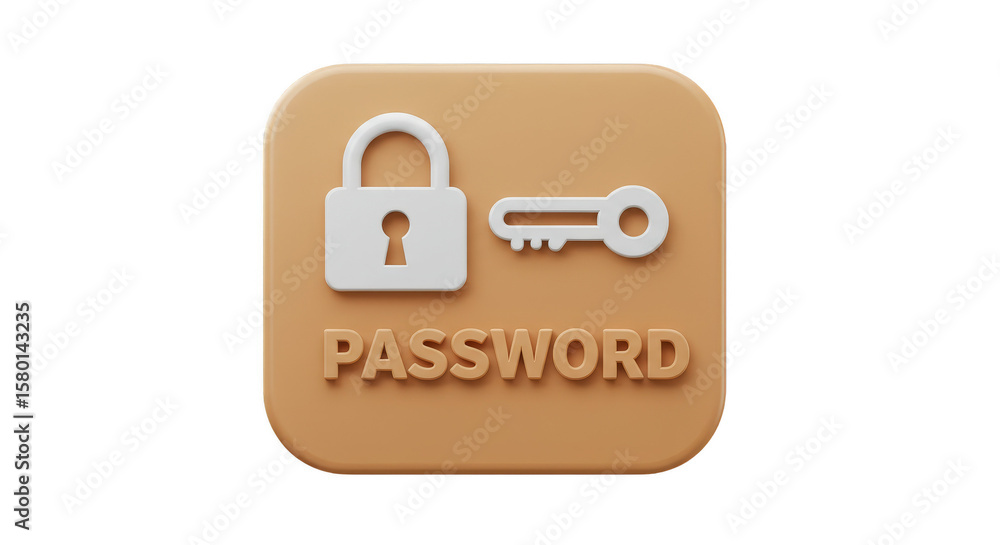 Poster 3d render password security with key lock protection transparency