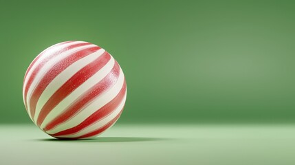 Obraz premium Red and White Striped Sphere on Green Background