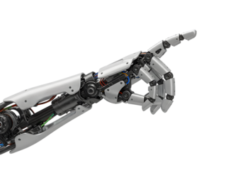 3d Illustration of Pointing Robotic Hand With Mechanical Metallic Fingers