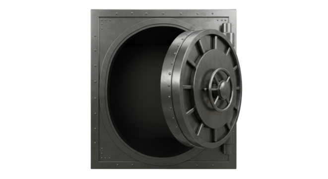 3D Isolated Open Steel Safe Door for Bank Security Protection