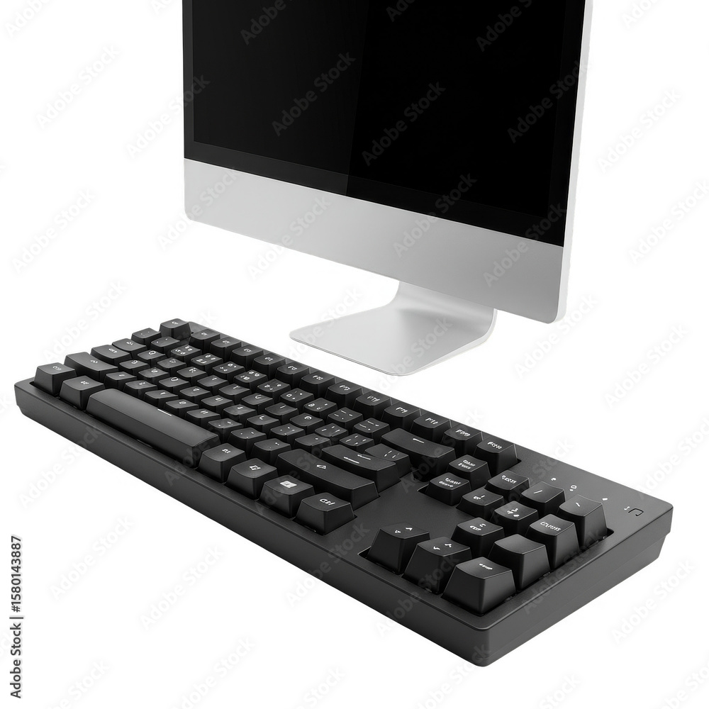 Fototapete 3d render of computer keyboard monitor desktop transparent background
