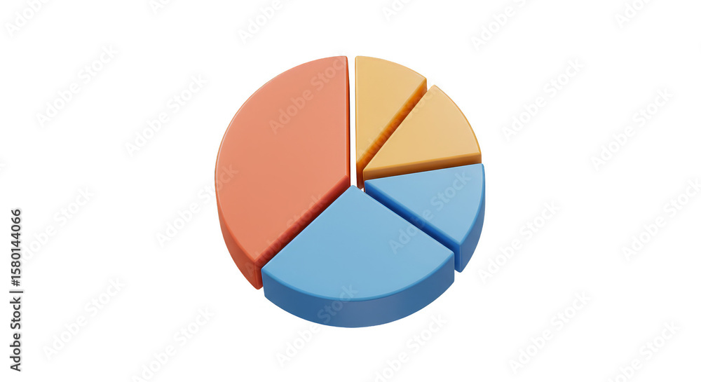 Aufkleber 3d pie chart data analysis diagram business success transparent background