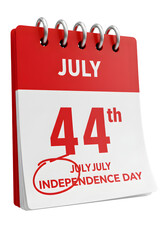 3D Illustration of Red Calendar Symbolizing July Independence Day Celebration