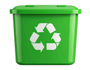Minimal Green Bin with Flat Recycling Icon, isolated
