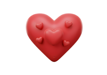3d Illustration of Red Hearts with Transparent Background for Valentine