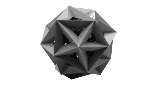 3D Low Poly Icosahedron Sphere Geometric Shape Transparent Background