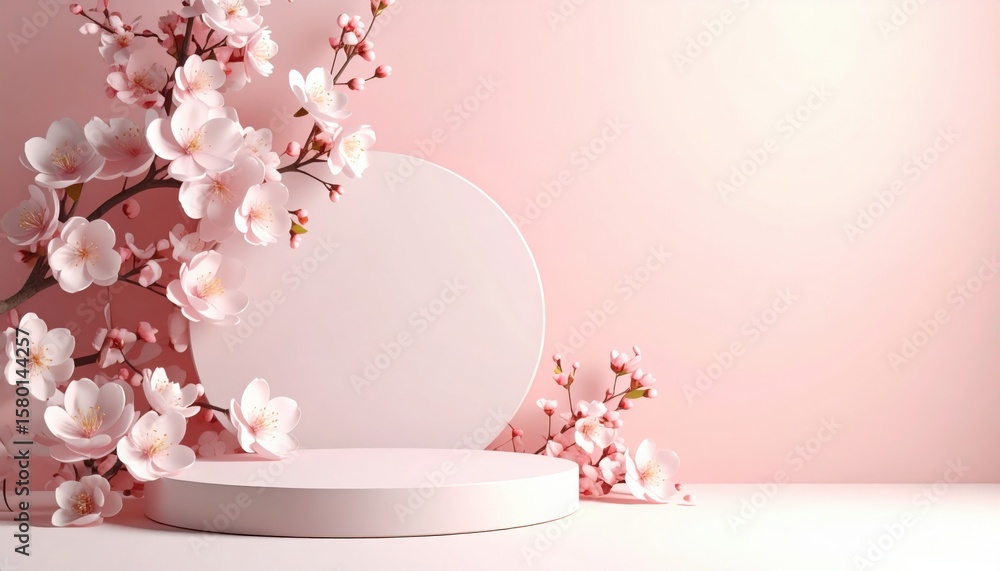 Aufkleber spring blossom display studio setting decorative composition soft pink environment close-up view flo