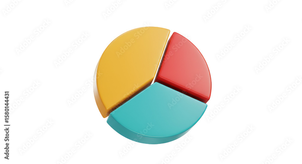 Poster 3d pie chart illustration data statistic with transparent background