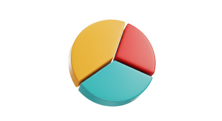 3d Pie Chart Illustration Data Statistic with Transparent Background