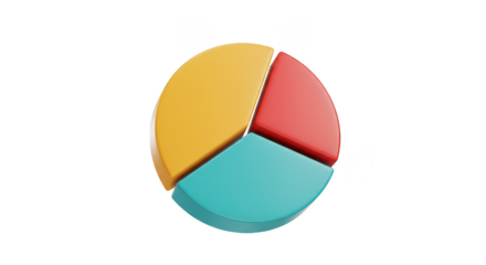 3d Pie Chart Illustration Data Statistic with Transparent Background