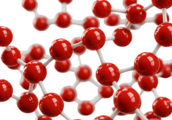 3D Illustration of Red Molecular Structure with Transparent Background