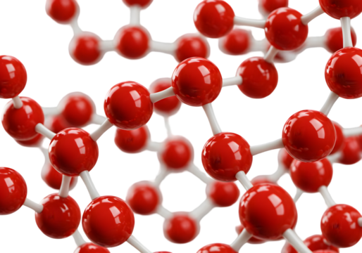 3D Illustration of Red Molecular Structure with Transparent Background