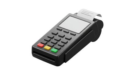 3D Payment Terminal Credit Card Machine Pos with Transparent Background