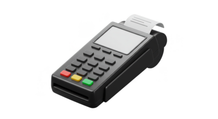 3D Payment Terminal Credit Card Machine Pos with Transparent Background