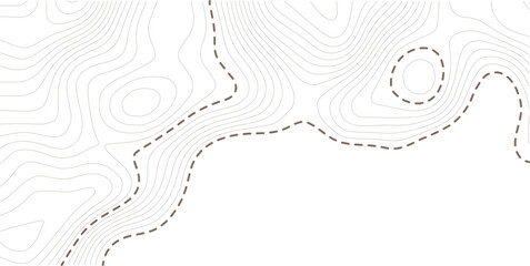 Stylized topographic contour height in lines and contours. The concept of conventional geography and route of the area. Wide size canvas. White background. Vector illustration. © Rony