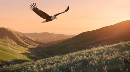 “Golden Flight: Icon of Freedom in Dusk Skies”