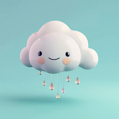 Cute cloud with smiley face and raindrops