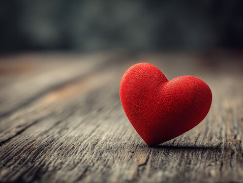Romantic Red Heart on Rustic Wood: Valentine's Day Love