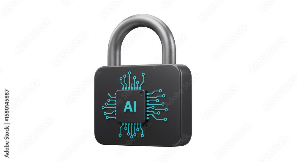 Aufkleber 3d rendering ai padlock security cyber protection data internet safe