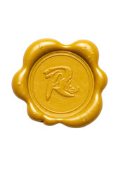 Isolated Gold Wax Seal with Letter Metallic Texture Vintage Element