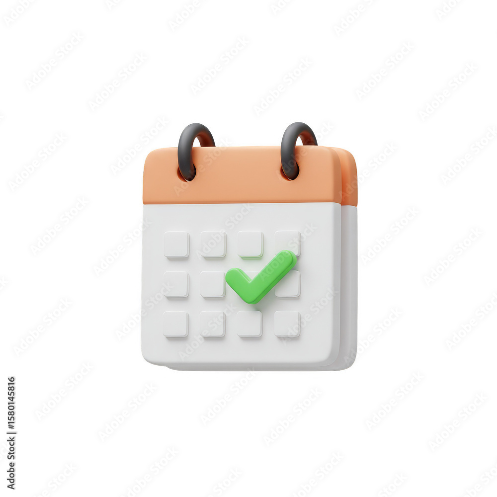 Poster 3d render calendar green check mark date event schedule reminder