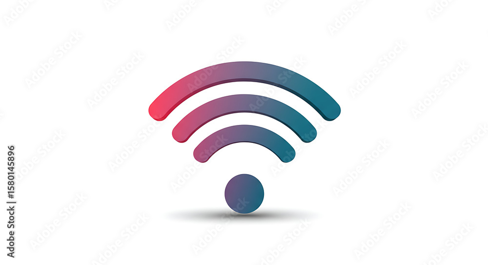 Poster a colorful wifi symbol with red and blue gradient on a white background showing network connectivity