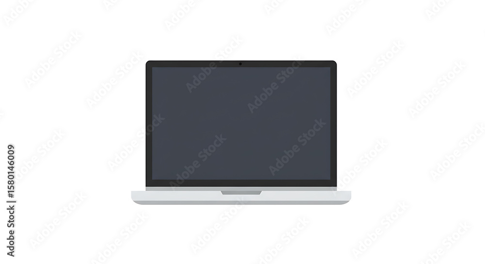Poster a simple illustration of a laptop with a dark screen against a white background in a vector style - 