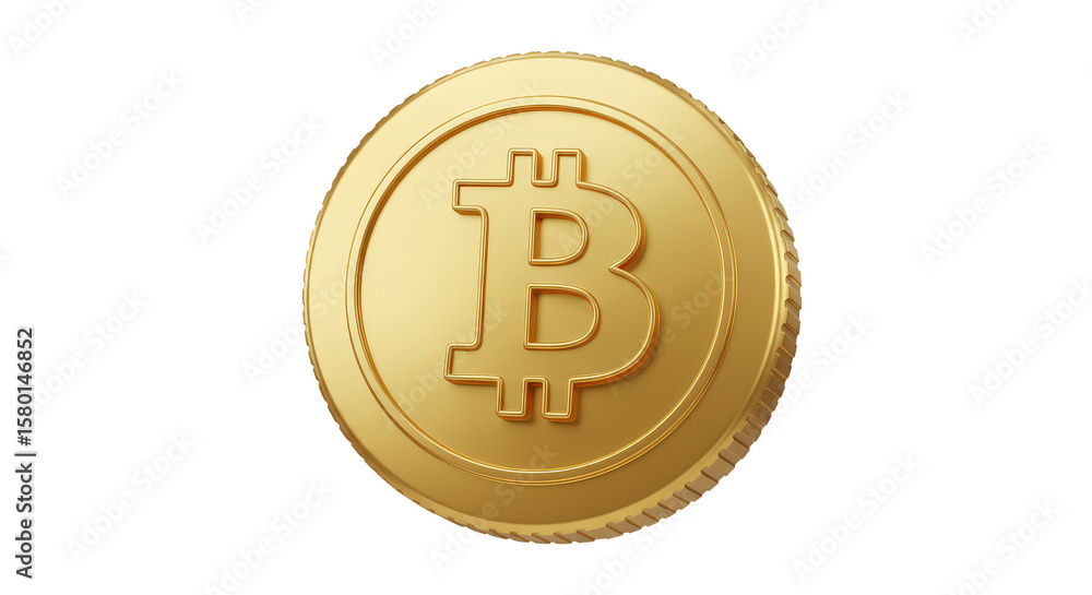 Poster 3d rendering gold bitcoin crypto currency isolated on transparent bg