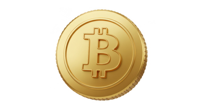 3D Rendering Gold Bitcoin Crypto Currency Isolated on Transparent BG