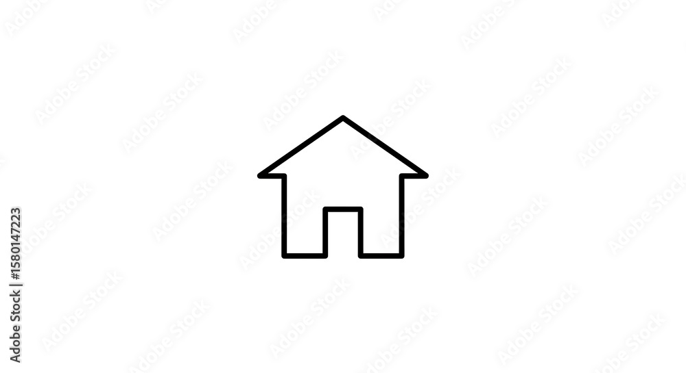 Poster simple line drawing of a house with a pointed roof and a rectangular door on white background - ai g