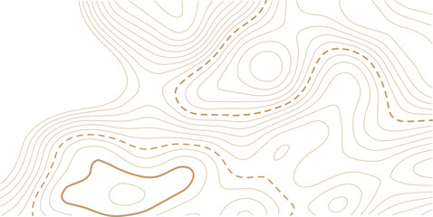Stylized topographic contour height in lines and contours. The concept of conventional geography and route of the area. Wide size canvas. Vector illustration.