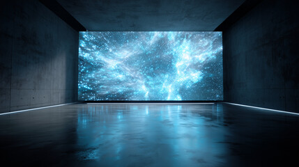 Futuristic Pink Neural Network Light Wall in Dark Room