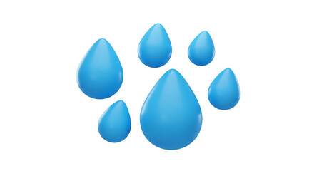 3D Rendered Abstract Water Droplets Clean Blue Isolated Transparency