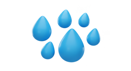 3D Rendered Abstract Water Droplets Clean Blue Isolated Transparency