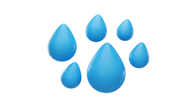 3D Rendered Abstract Water Droplets Clean Blue Isolated Transparency