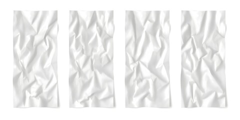 Collection of Four Crumpled White Paper Textures, Perfect for Design Projects
