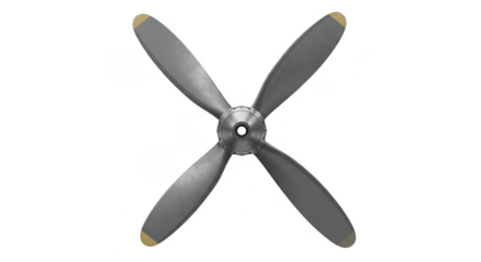 3D Rendering Aircraft Propeller Engine Silver Metal without Background