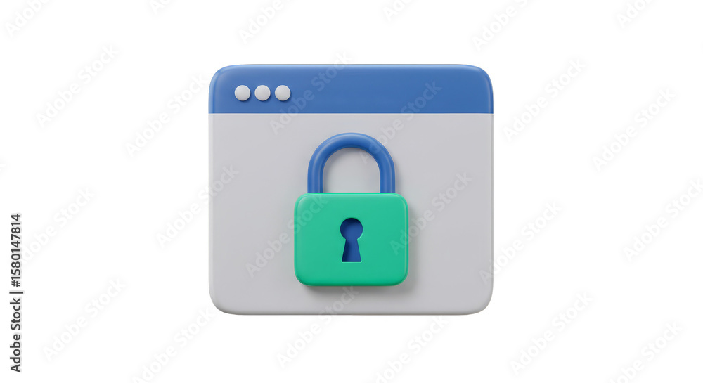 Aufkleber 3d rendering of a padlock symbolizing web security and protection