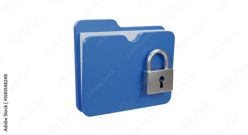 Aufkleber 3d rendering of blue locked folder security data protection privacy