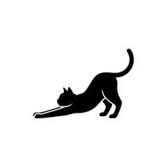 A playful black cat and mouse vector illustration, a domestic cat and dog silhouette, and a cute kitten on a swing outline