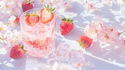 Fresh and refreshing strawberry cold drink