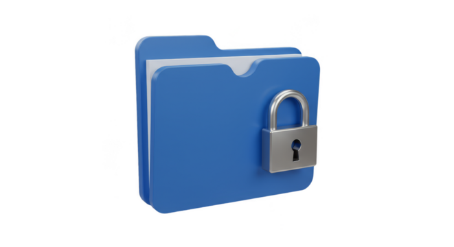 3D Rendering of Blue Locked Folder Security Data Protection Privacy