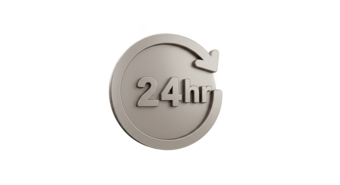 3D Rendered Twenty Four Hours Availability Time and Support Illustration