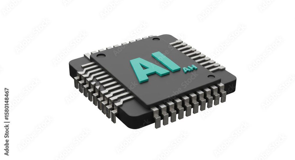 Poster 3d rendering microchip ai technology innovation isolated background